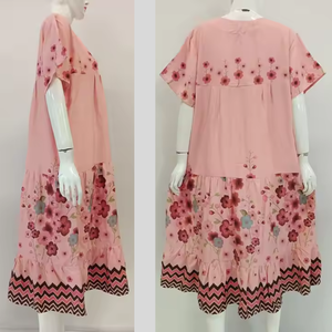 Chemises de nuit pour femmes grandes tailles en gros Chrysanta. Tissu 100% rayonne de qualité supérieure, motif floral, taille élastique, respirant, doux - Product Image 5