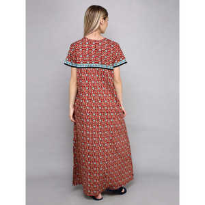 Vestido de Dormir Casual de Algodón para Mujer Evolve, Camisón Largo con Cintura Elástica, Tela Suave Tejida para Familias - Product Image 2