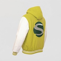 Blouson Bomber Bicolore Vert Citron et Blanc avec Capuche, Logo Personnalisé, Boutons Pression, Style Décontracté Streetwear – Fabrication Professionnelle