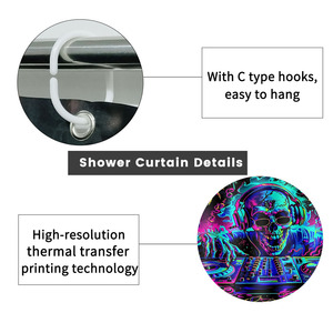 Custom Printed Waterproof Shower Shower <b>Curtain</b> for Bathroom Waterproof Polyester <b>with</b> <b>Hooks</b> - Product Image 2