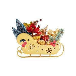 Ornement de traîneau de renne en métal doré moderne unique pour la décoration de Noël et les fêtes d'hiver - Product Image 2