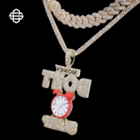 Pendentif Iced Money Don't Sleep pour Hommes, style Hip Hop, en Moissanite micro-pavée, en métal argent sterling 925 plaqué or, bijoux de mode