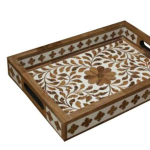 Gran oferta, bandeja Meena de estilo minimalista, diseño increíble, plato y bandejas de servicio con logotipo personalizado de madera India Natural - Product Image 1