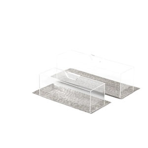 Lot de 2 plateaux à chocolat carrés en métal et acrylique pour ustensiles de cuisine de restaurant - Product Image 3