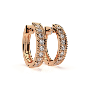 Elegantes pendientes de aro de oro amarillo de 14 quilates con diamantes brillantes redondos naturales, joyería fina para mujer - Product Image 2