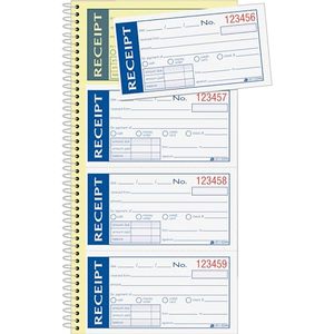 Carnet de reçus à écrire et à coller, 2 parties, sans carbone, blanc/canari, 5-1/4\" x 11\", reliure spirale, 200 jeux par carnet, 4 reçus par <span class=keywords><strong>page</strong></span> - Product Image 4