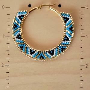Pendientes de cuentas bohemios con diseño turquesa y cuentas de vidrio con flecos en cascada y regalo de joyería único de MS Handicraft - Product Image 2