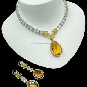 Classic American Diamond Bridal Jewelry <b>Set</b> Two-Piece <b>Necklace</b> <b>and</b> <b>Earrings</b> for Wedding Fashionable Classic Style - Product Image 1