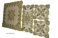 Nappe carrée brodée de perles florales faites à la main, motif tournesol en filet doré, personnalisable, élégante pour événements de mariage - Vente chaude