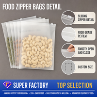 Sachet refermable personnalisé en PE de qualité alimentaire avec fermeture éclair coulissante pour fruits secs, snacks, granola, lait, aliments pour animaux, nouilles, huile d'olive
