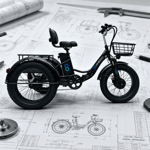Ventes chaudes, tricycle électrique pliable léger, batterie lithium 48v15ah, 500W, freins à disque, charge utile de 100-200 kg - Product Image 2