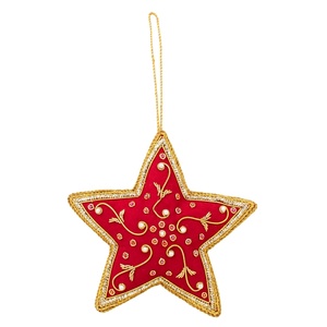 Handmade Velvet Satin Christmas Decorations Customized Beaded Embroidered <b>Star</b> Heart Butterfly Giraffe Ornaments Dog Ornament - Product Image 4