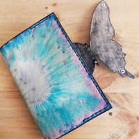 Journal en cuir rechargeable imprimé papillon, couverture personnalisée, fait main, couleurs vives, couverture arrière personnalisée, animaux, fleurs