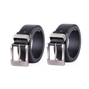 เข็มขัดหนังแท้สำหรับผู้ชาย แบรนด์สั่งทำพิเศษ หัวเข็มขัดโลหะทองเหลืองทรงสี่เหลี่ยม น้ำหนักเบา ทนทาน ลายเรียบ - Product Image 5