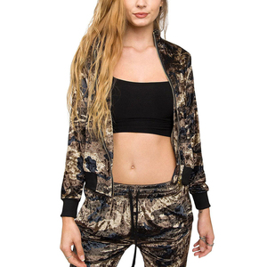 ชุดวอร์มสองชิ้นสำหรับผู้หญิงเสื้อแขนยาวมีซิปลายทางลำลอง - Product Image 3