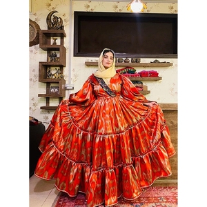 Nouveau style de couleur orange maxi dans un beau design avec des pièces brodées dans la poitrine robes vintage afghanes respirantes de haute qualité - Product Image 4