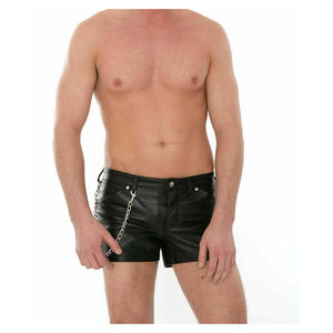 Nuevos pantalones cortos para hombre, piel de cordero auténtica, negro elegante con bolsillos elegantes, ropa de cuero genuino para hombre - Product Image 1