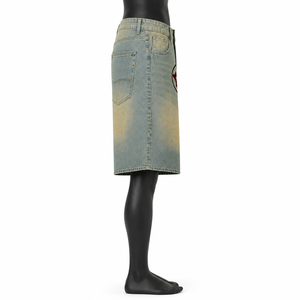 Pantalones Cortos de Mezclilla con Estampado Gráfico Personalizado para Hombre, Estilo Vintage Lavado, Holgados, Streetwear, OEM, ODM, Venta al Por Mayor - Product Image 4