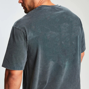 T-shirt pour hommes avec logo personnalisé en jersey uni lavé à l'acide en coton épais Nouveau design à la mode de coupe régulière T-shirts pour hommes imprimés - Product Image 6