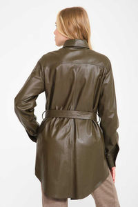 2024 haut de gamme luxe en cuir de mouton véritable veste d'hiver pour femmes respirant Long vélo manteau agneau col tournant en toile - Product Image 6