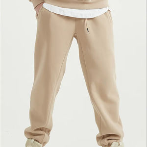 Pantalon de survêtement personnalisé pour hommes Pantalon de gym coupe ajustée et lourde Taille élastique Teint en couleur unie avec logo personnalisé Entraînement décontracté Fitness - Product Image 2