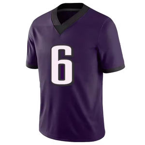 Maillot de football américain personnalisé violet noir blanc numéro col en V manches courtes en mesh uniforme d'équipe vêtements de sport personnalisés - Product Image 1