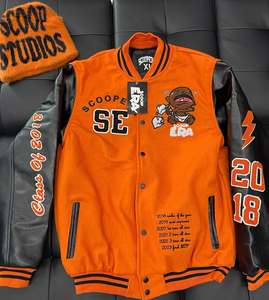 Veste de baseball rouge tendance pour homme, marque tendance, coupe ample, décontractée, hip-hop, veste universitaire pour l'hiver, épaisse, pour motards - Product Image 5