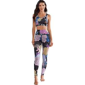 Logotipo personalizado de alta calidad, recién llegados, conjunto de mallas y Sujetador deportivo, pantalones ajustados de compresión para gimnasio, conjuntos de Fitness para mujer - Product Image 1