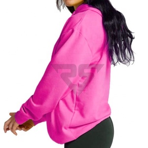 Hot Pink más exigentes Color personalizado 100% algodón liso sudaderas con capucha para mujeres de gran tamaño sudaderas pulóver mujeres sudaderas con capucha - Product Image 3