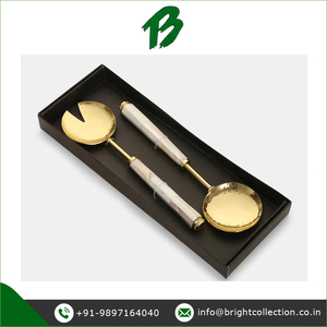 ชุดเซิฟเวอร์สลัดไม้ถูพื้นสแตนเลสทำจากทองเหลืองสีทองใช้งานง่ายแบบยั่งยืนสำหรับการใช้งานในบ้านและโรงแรม - Product Image 3