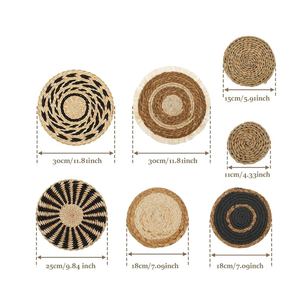 Bohemian Rustic Seagrass <b>Wall</b> Decor <b>Basket</b> Set Farmhouse Boho Multi-piece <b>Wall</b> <b>Hanger</b> Accent Hanging Decor - Product Image 2