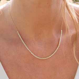 Collier de tennis en diamant de laboratoire de 6 ct en or blanc 14 carats fait à la main bijoux de mariage cadeau d'anniversaire - Product Image 1