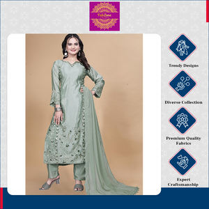 Hermoso diseño de lujo, ropa India pakistaní, nueva colección tradicional, pantalón Kurti largo de 3 piezas con Dupatta para mujer - Product Image 4