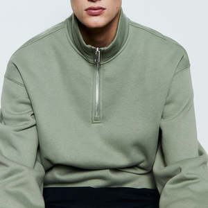 Sudadera de Algodón Negra Personalizada Más Vendida al por Mayor, Sudaderas con Cierre de Cremallera de un Cuarto para Hombre - Product Image 3