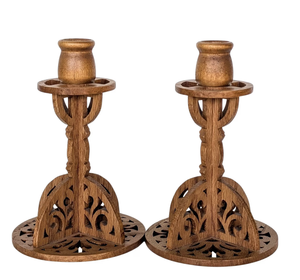 Bougeoir en bois artisanal pour la décoration de table, candélabre, décoration de salon, bougeoir en provenance d'Inde - Product Image 6