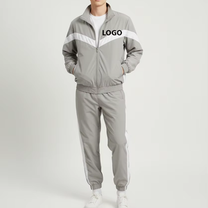 Survêtements en coton personnalisés pour hommes OEM, coupe-vent bicolore, ensemble de sport 2 pièces, jogging unisexe à fermeture éclair, survêtements streetwear pour hommes - Product Image 1