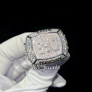 Bague de championnat Hip Hop pour homme en moissanite, argent 925, sur mesure, style rappeur, sertie de pierres, plaqué rhodium, sertissage à griffes - Product Image 1