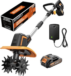 เครื่องพรวนดินไร้สายขนาดเล็กแบบมือถือ 21V Brushless พร้อมสวิตช์นิรภัยคู่ คันปรับความยาวได้ ความกว้างในการพรวน 9 นิ้ว มาตรฐาน CE RoHS รับผลิตแบบ OEM - Product Image 1