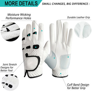 Gants de golf d'été lavables sur mesure pour hommes pour le golfeur Gants de golf lavables tous temps pour la main gauche en peau de mouton - Product Image 2