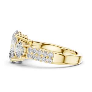 Bague à trois pierres pour femme avec diamants de laboratoire ovales et ronds taille brillant de 3,10 carats, clarté VVS-VS EF, en or 18 carats, 14 carats, 10 carats et argent 925 - Product Image 6