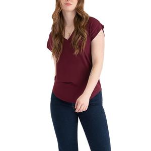 Camiseta informal para mujer, diseño transpirable con cuello en V, ajuste Regular, manga corta, teñido liso personalizado, alta calidad, venta al por mayor para el verano - Product Image 1