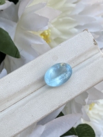 Aigue-marine naturelle de 9.16 carats, pierre ovale à facettes pour la fabrication de bijoux.