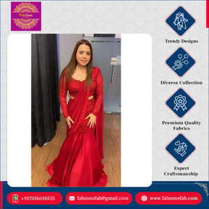 Premium Quality Ready to Wear Indian & Pakistani Traditional Elegant Party Wear <b>Satin</b> Silk Beautiful Designers <b>Saree</b> for Women - Product Image 3