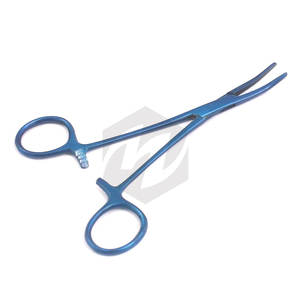 Instrumento quirúrgico de acero inoxidable de alta calidad de 5,5 \ ", pinzas hemostáticas curvadas azules, abrazaderas de bloqueo Manual, médico duradero - Product Image 4