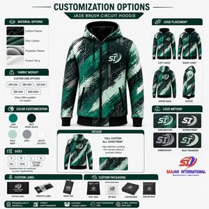 Sudadera con capucha personalizada con diseño de circuito Jade Brush, chaqueta streetwear con cremallera completa, ropa al por mayor OEM ODM - Product Image 3