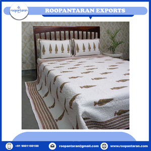 Best Price Queen Size 100% Soft Cotton Quilted <b>Bedspread</b> with 2 Pillow Cases Hand Block Printed Well Absorbing-Wholesale Price - Product Image 4