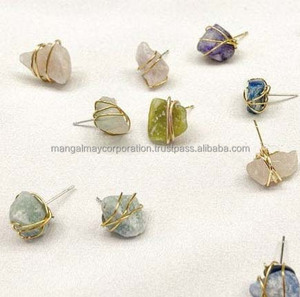 Best Looking Silver Plated Prong Setting <b>Earring</b> Beautiful <b>Aquamarine</b> Raw Gemstones Stud <b>Earring</b> Minimalist <b>Earring</b> for Girls - Product Image 3