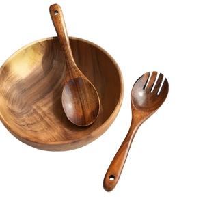 Bol de service en bois d'acacia fait à la main avec un design gravé de grande qualité pour le service de nourriture lors de fêtes et de restaurants - Product Image 4