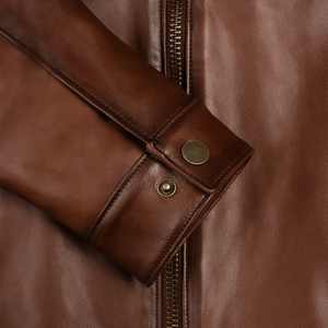 Veste en cuir élégante pour homme, toutes tailles, avec logo personnalisé et fermeture éclair, marque privée, veste en cuir d'hiver pour homme - Product Image 5