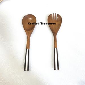 Haute qualité bois résine salade serveur cuillères ensemble cuisine vaisselle outil de cuisson pour fruits légumes mélange polyvalent maison cuisine - Product Image 3
